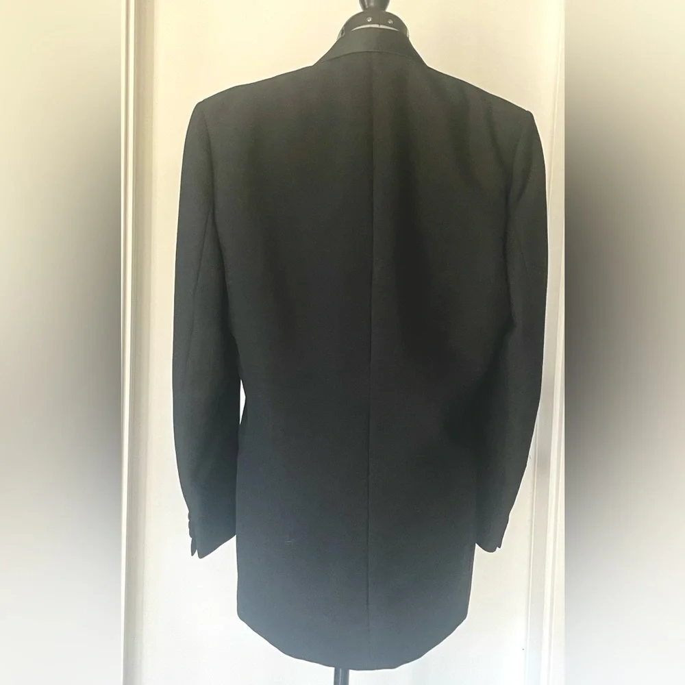 Harrods Vintage Worsted Mohair Tux Jacket, covered buttons, satin lapel, 40R